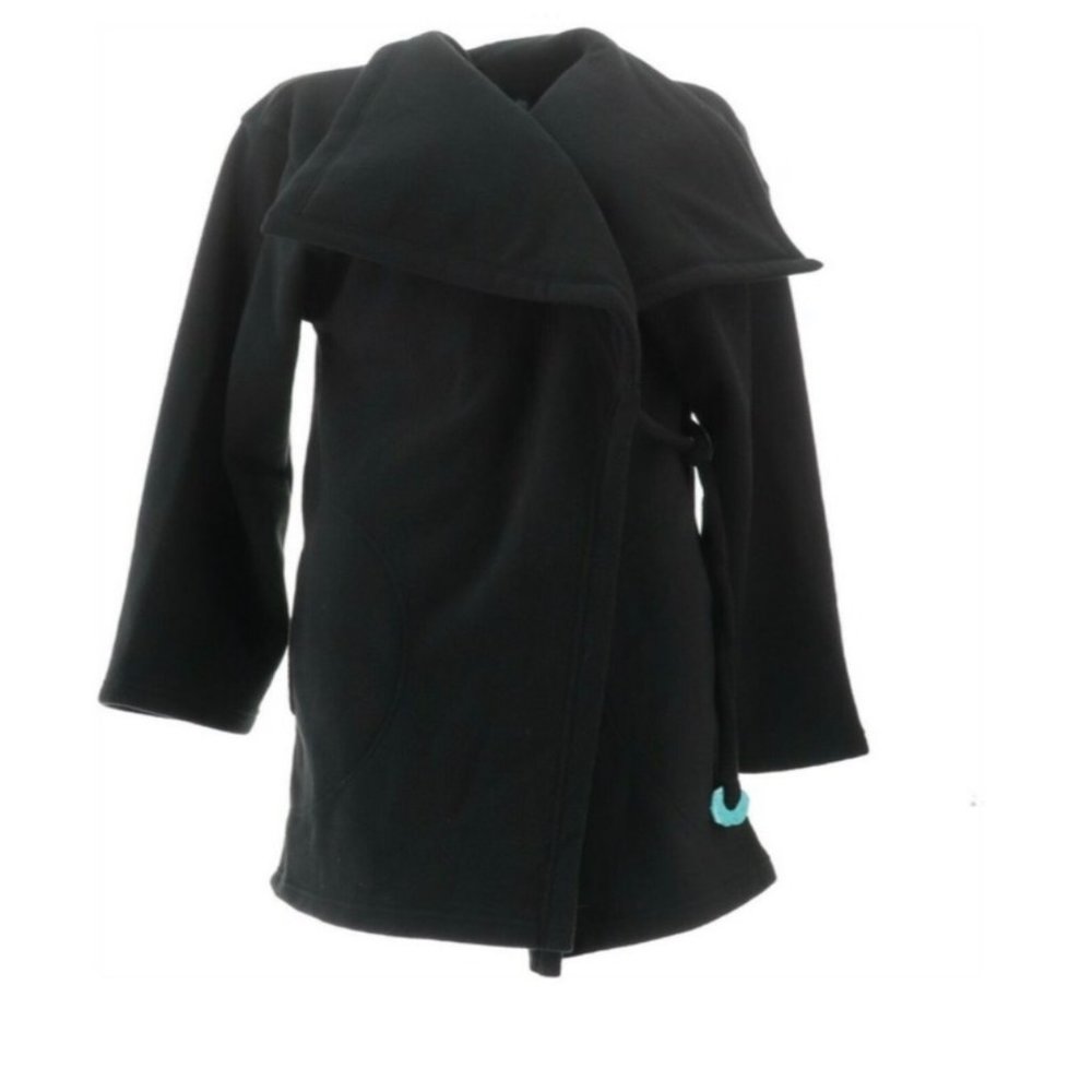 Koezy Black Micro Fleece Wrap Coat